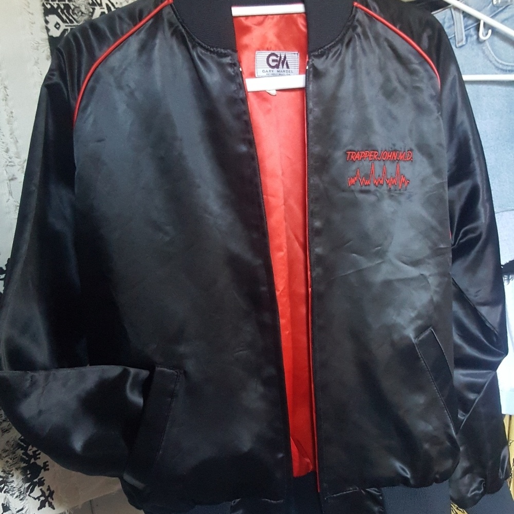 Vintage Black Silk Bomber